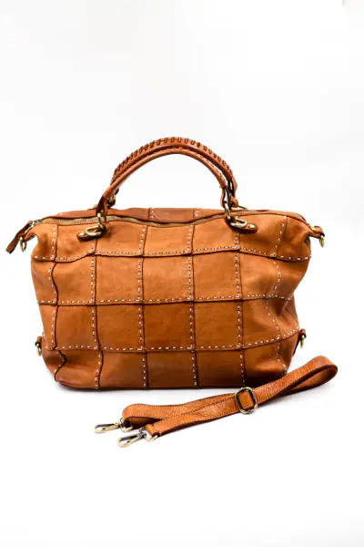 Torba krata szew – Camelowy, Duży