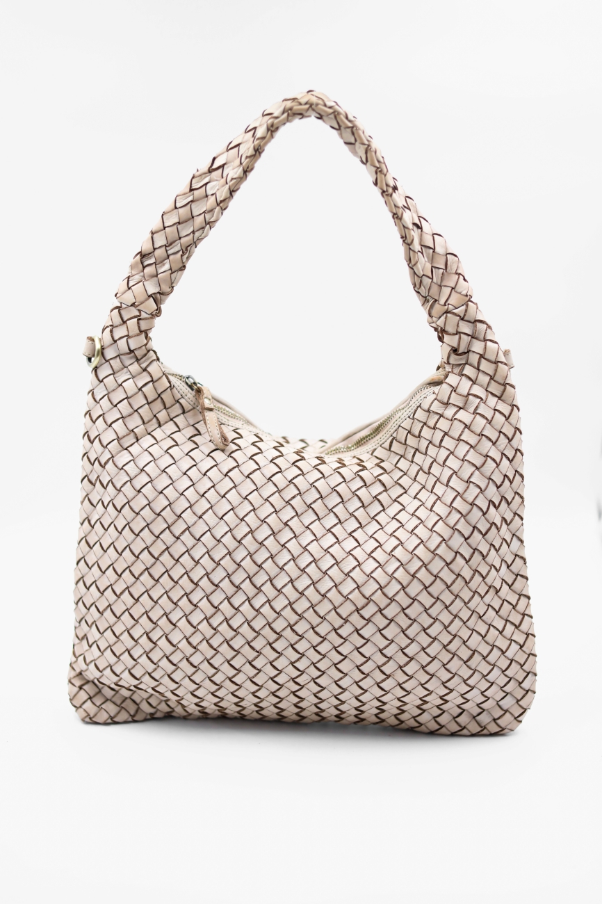 Torba kwadrat cała pleciona – Beż, Średni