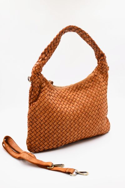 Torba kwadrat cała pleciona – Camelowy, Średni