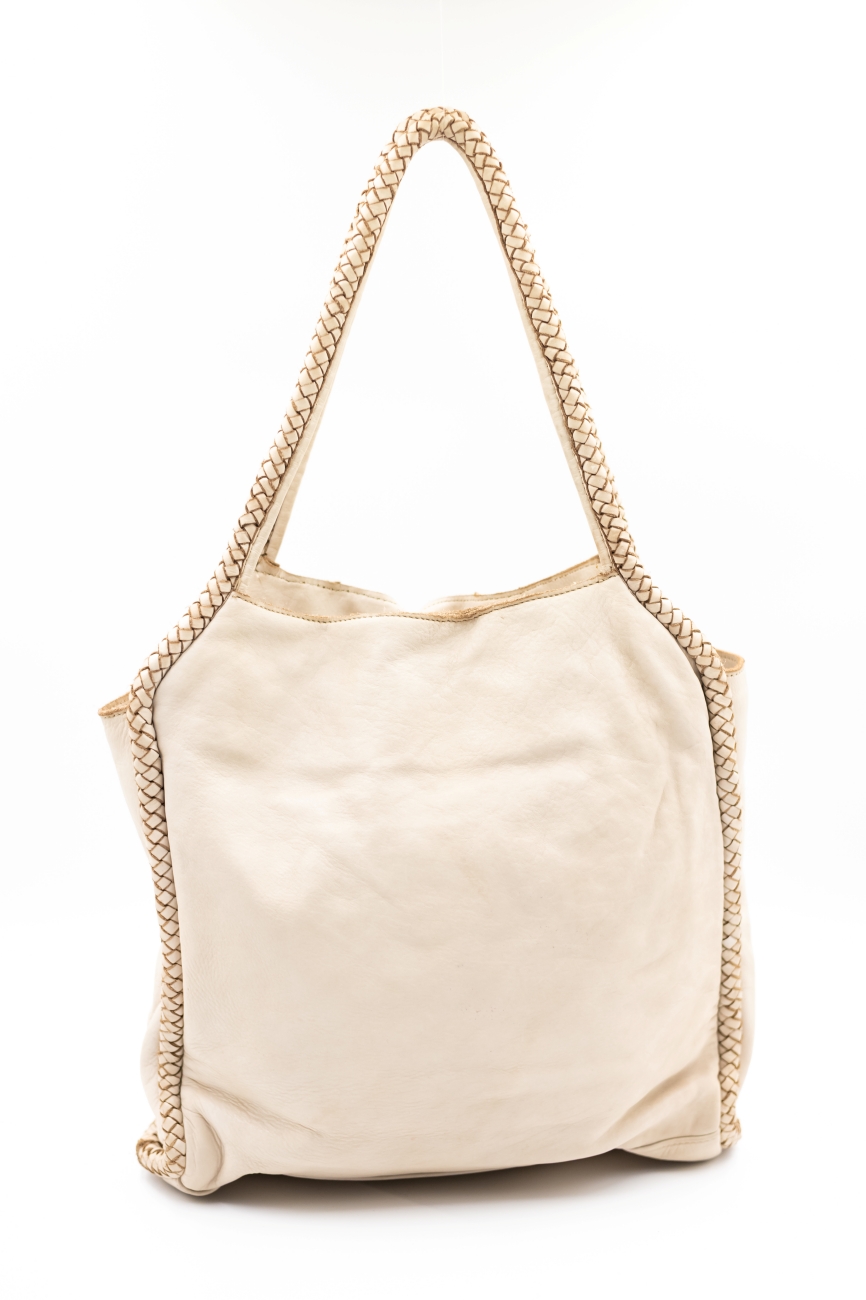 Torba okrągła plecionka – Beż, Duży