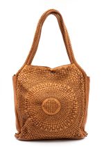 Torba okrągła plecionka – Camelowy, Duży