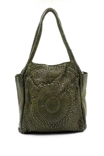 Torba okrągła plecionka – Oliwka, Duży