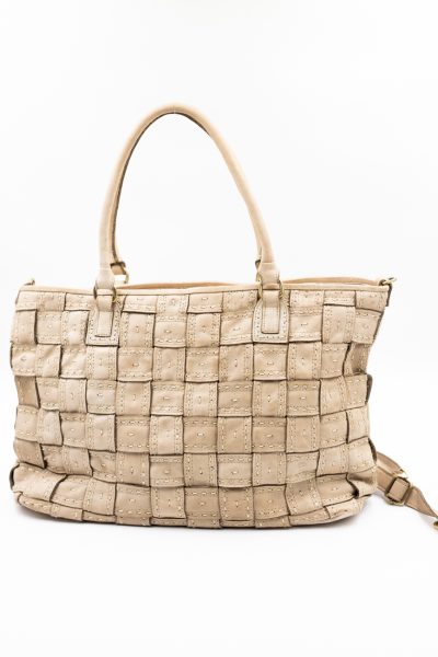 Torba plecione kwadraty szwy – Beż, Duży