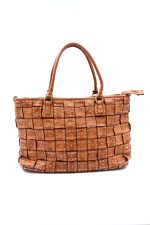 Torba plecione kwadraty szwy – Camelowy, Duży