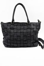 Torba plecione kwadraty szwy – Czarny, Duży