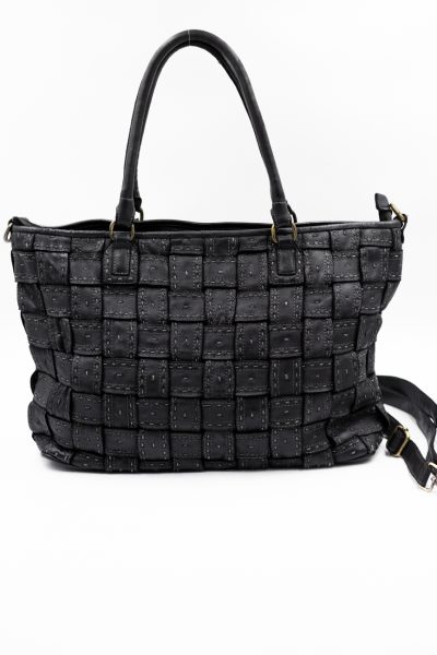 Torba plecione kwadraty szwy – Czarny, Duży