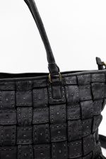 Torba plecione kwadraty szwy – Czarny, Duży