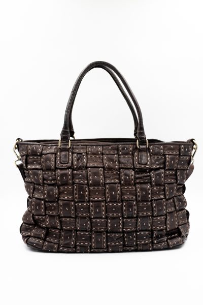 Torba plecione kwadraty szwy – Czekolada, Duży