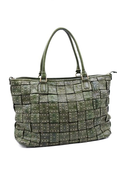 Torba plecione kwadraty szwy – Oliwka, Duży