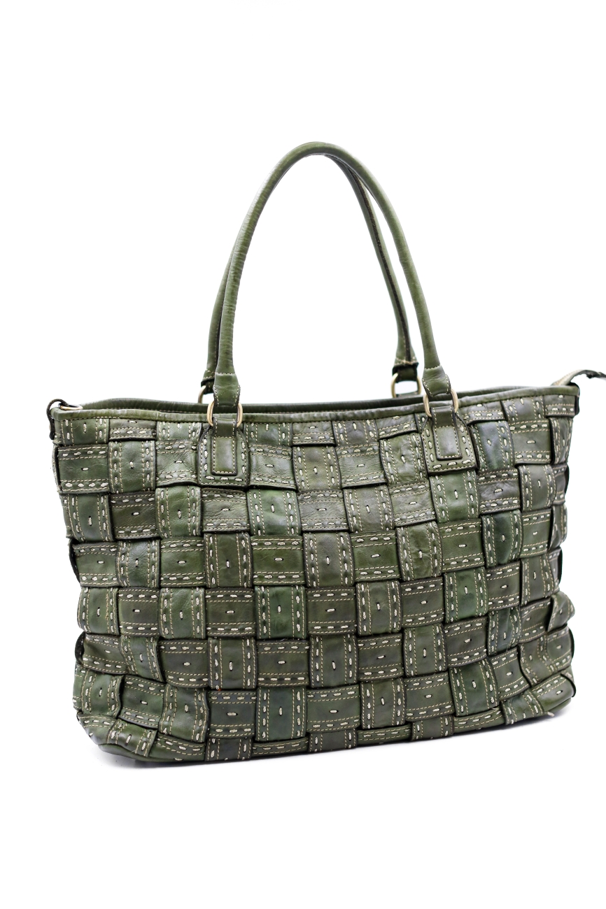 Torba plecione kwadraty szwy – Oliwka, Duży