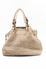 Torba plecionka jedna strona rączki sprzączki – Beż, Duży