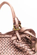 Torba plecionka jedna strona rączki sprzączki – Brudny róż, Duży