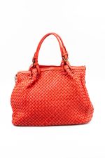 Torba plecionka jedna strona rączki sprzączki – Czerwony, Duży