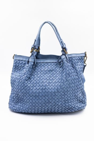 Torba plecionka jedna strona rączki sprzączki – Niebieski, Duży
