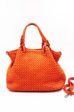 Torba plecionka jedna strona rączki sprzączki – Pomarańczowy, Duży