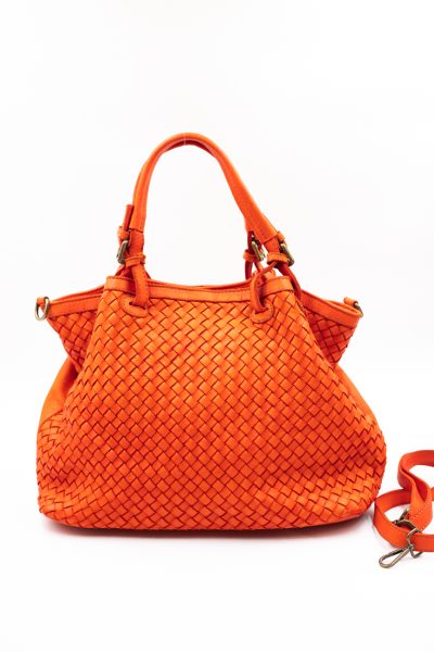 Torba plecionka jedna strona rączki sprzączki – Pomarańczowy, Duży