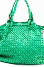 Torba plecionka jedna strona rączki sprzączki – Zielony, Duży