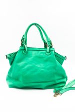 Torba plecionka jedna strona rączki sprzączki – Zielony, Duży