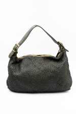 Torba plecionka podwójny pasek – Oliwka, Duży