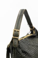 Torba plecionka podwójny pasek – Oliwka, Duży