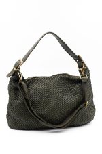 Torba plecionka podwójny pasek – Oliwka, Duży