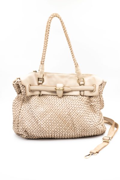 Torba plecionka rączka – Beż, Duży