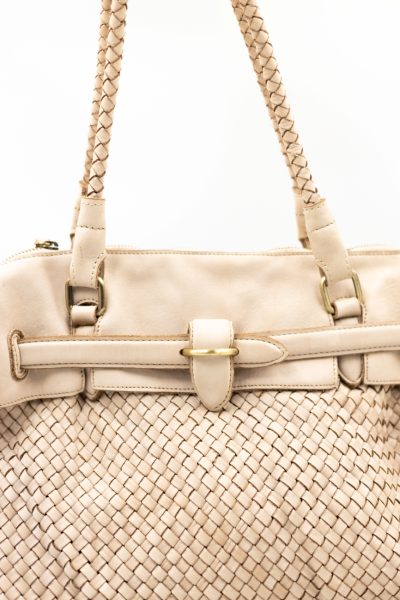 Torba plecionka rączka – Beż, Duży