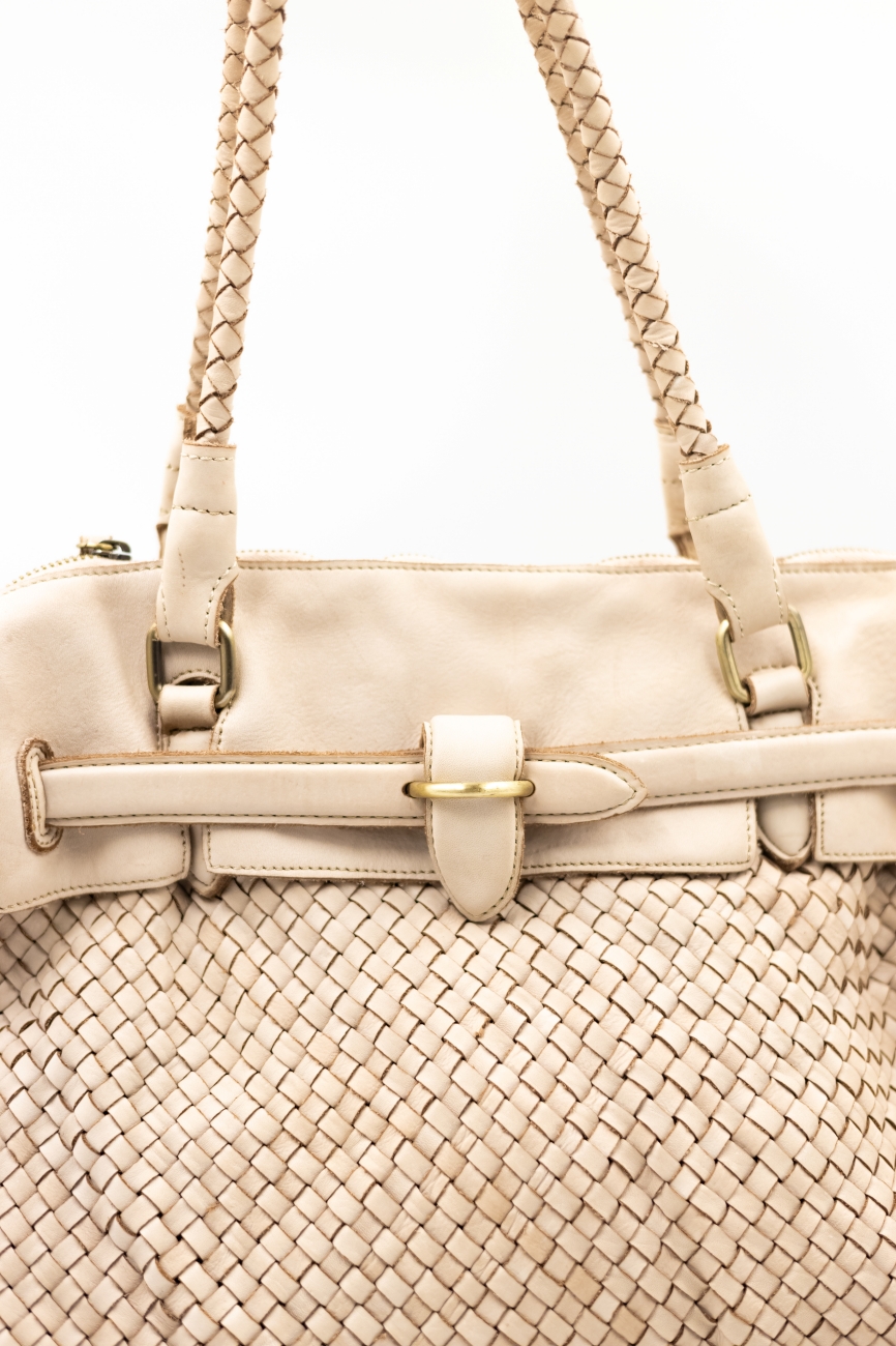 Torba plecionka rączka – Beż, Duży