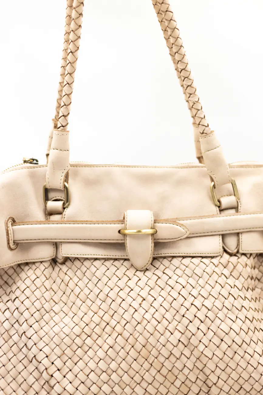 Torba plecionka rączka – Beż, Duży