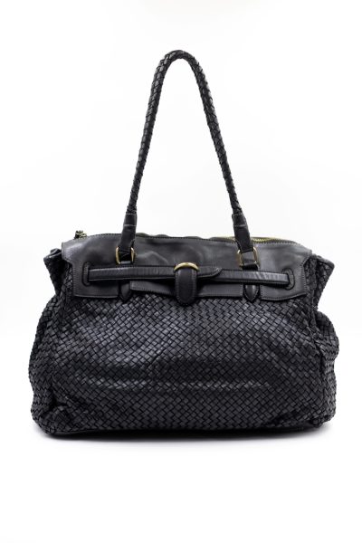 Torba plecionka rączka – Czarny, Duży