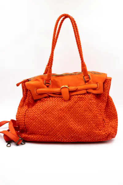 Torba plecionka rączka – Pomarańczowy, Duży