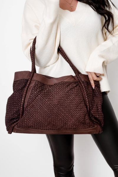 Torba plecionka rączki – Czekolada, Duży