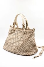 Torba plecionka rączki sprzączki – Beż, Duży