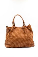 Torba plecionka rączki sprzączki – Camelowy, Duży