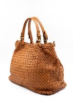 Torba plecionka rączki sprzączki – Camelowy, Duży