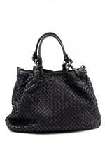 Torba plecionka rączki sprzączki – Czarny, Duży