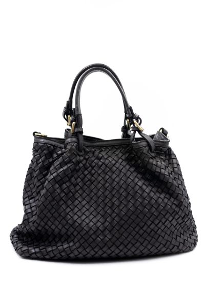 Torba plecionka rączki sprzączki – Czarny, Duży