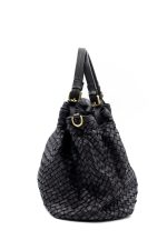Torba plecionka rączki sprzączki – Czarny, Duży