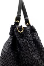 Torba plecionka rączki sprzączki – Czarny, Duży