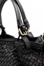 Torba plecionka rączki sprzączki – Czarny, Duży