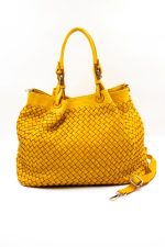 Torba plecionka rączki sprzączki – Musztarda, Duży