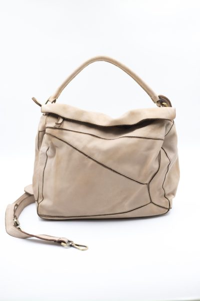 Torba przeszycia mała asymetryczna klapka – Beż, Średni