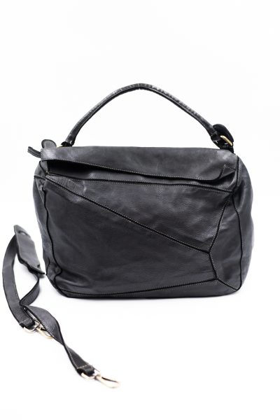 Torba przeszycia mała asymetryczna klapka – Czarny, Średni