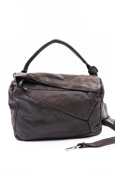 Torba przeszycia mała asymetryczna klapka – Czekolada, Średni