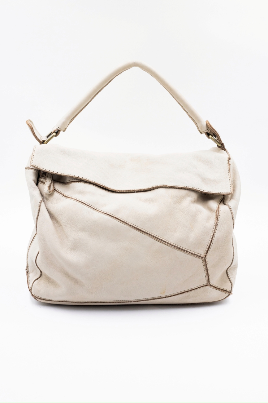 Torba przeszycia mała asymetryczna klapka – Jasny beż, Średni