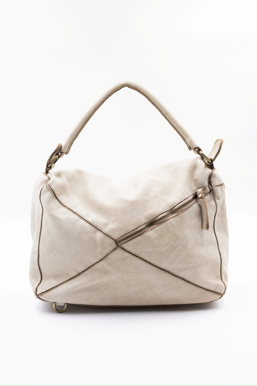 Torba przeszycia mała asymetryczna klapka – Jasny beż, Średni