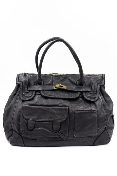 Torba skóra 2 kieszonki – Czarny, Duży