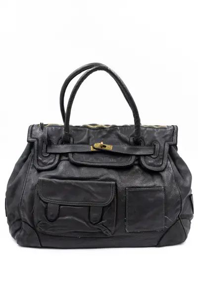 Torba skóra 2 kieszonki – Czarny, Duży