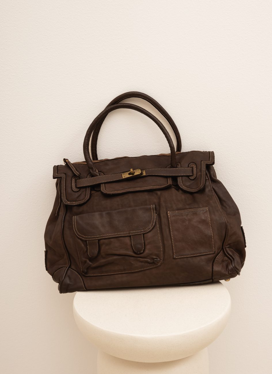 Torba skóra 2 kieszonki – Czekolada, UNI