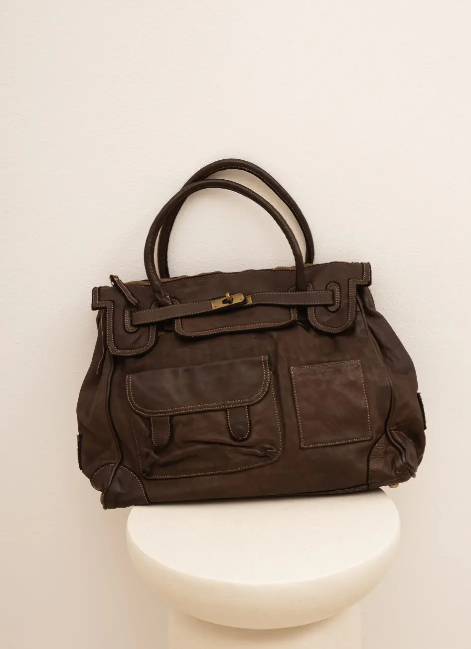 Torba skóra 2 kieszonki – Czekolada, UNI